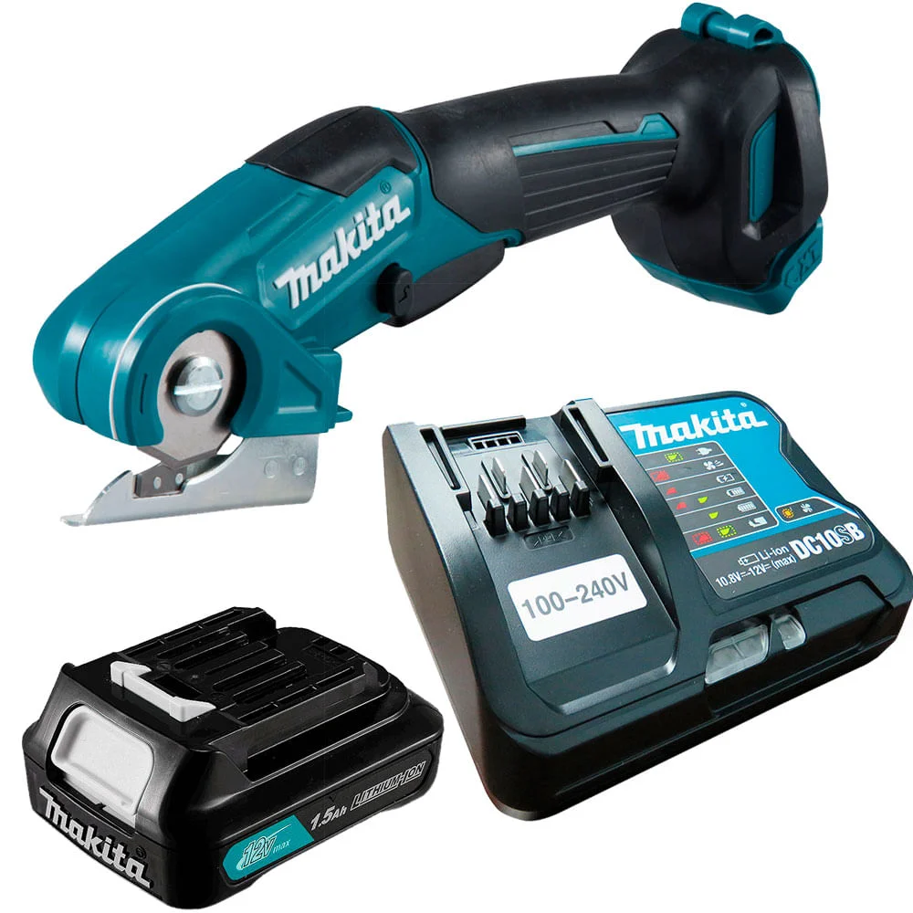 Kit Multicortadora CP100DZ Makita e Carregador de Baterias e Bateria 12V