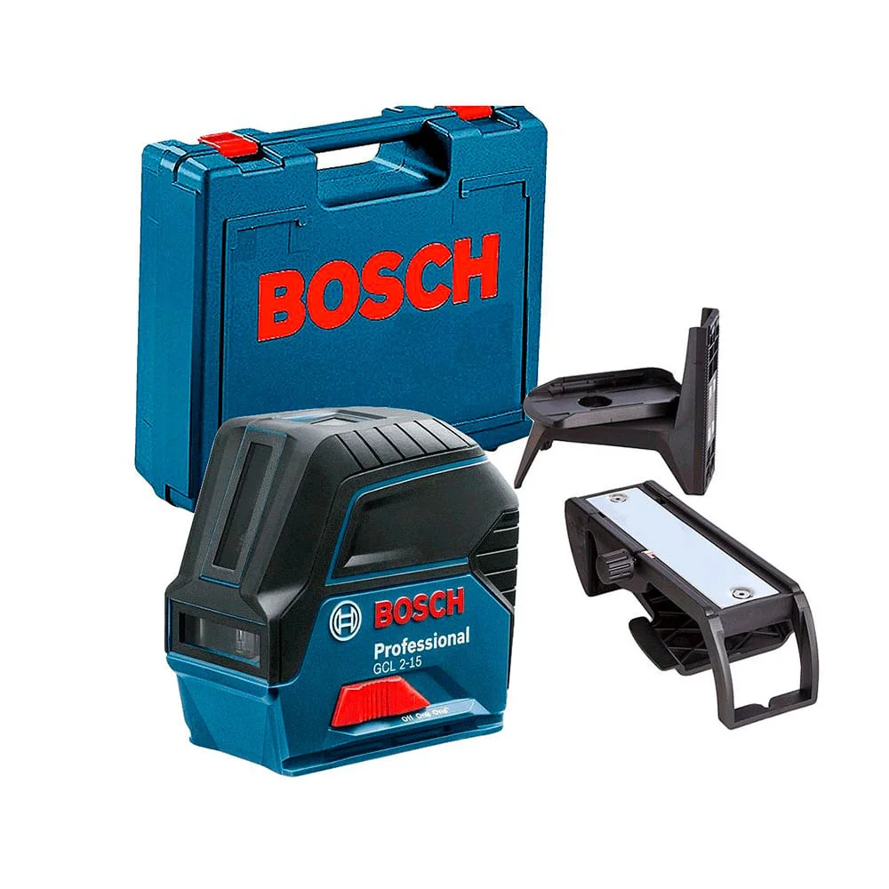 Kit Nível a Laser de Linhas em Cruz 15M GCL 2-15 Bosch e Óculos de Visualização