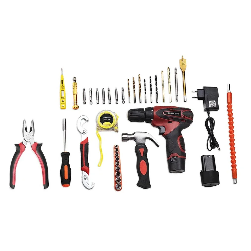 Kit Oficina com Parafusadeira à Bateria 12V e Acessórios HO073 Multilaser