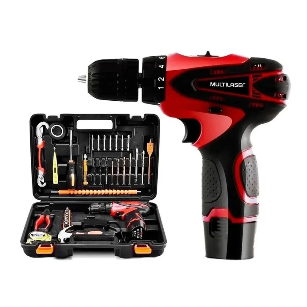 Kit Oficina com Parafusadeira à Bateria 12V e Acessórios HO073 Multilaser