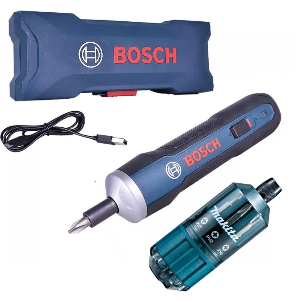 Kit Parafusadeira à Bateria 3.6V GO Bosch e Estojo de Bits para Parafusadeira