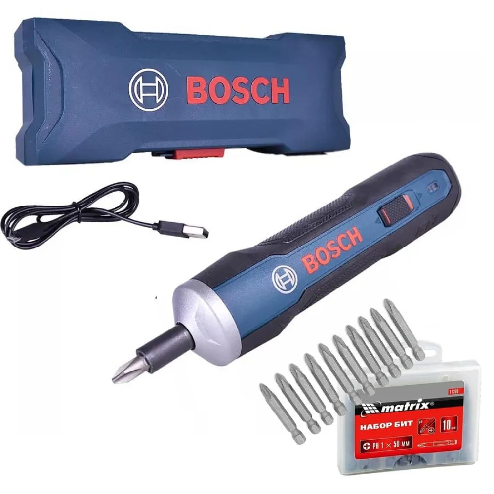 Kit Parafusadeira à Bateria 3.6V GO Bosch e Jogo 10 Bits Philips PH2