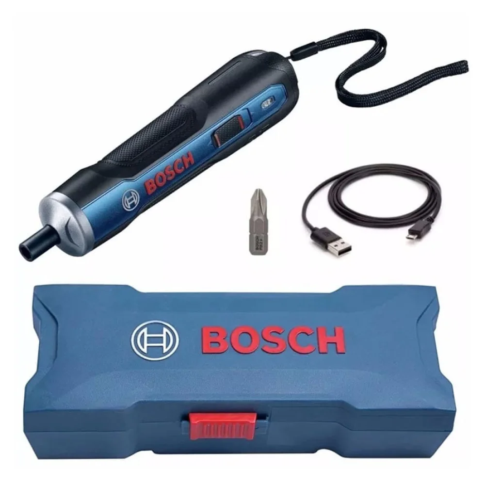 Kit Parafusadeira à Bateria 3.6V GO Bosch e Jogo de Bits e Adaptador Magnético