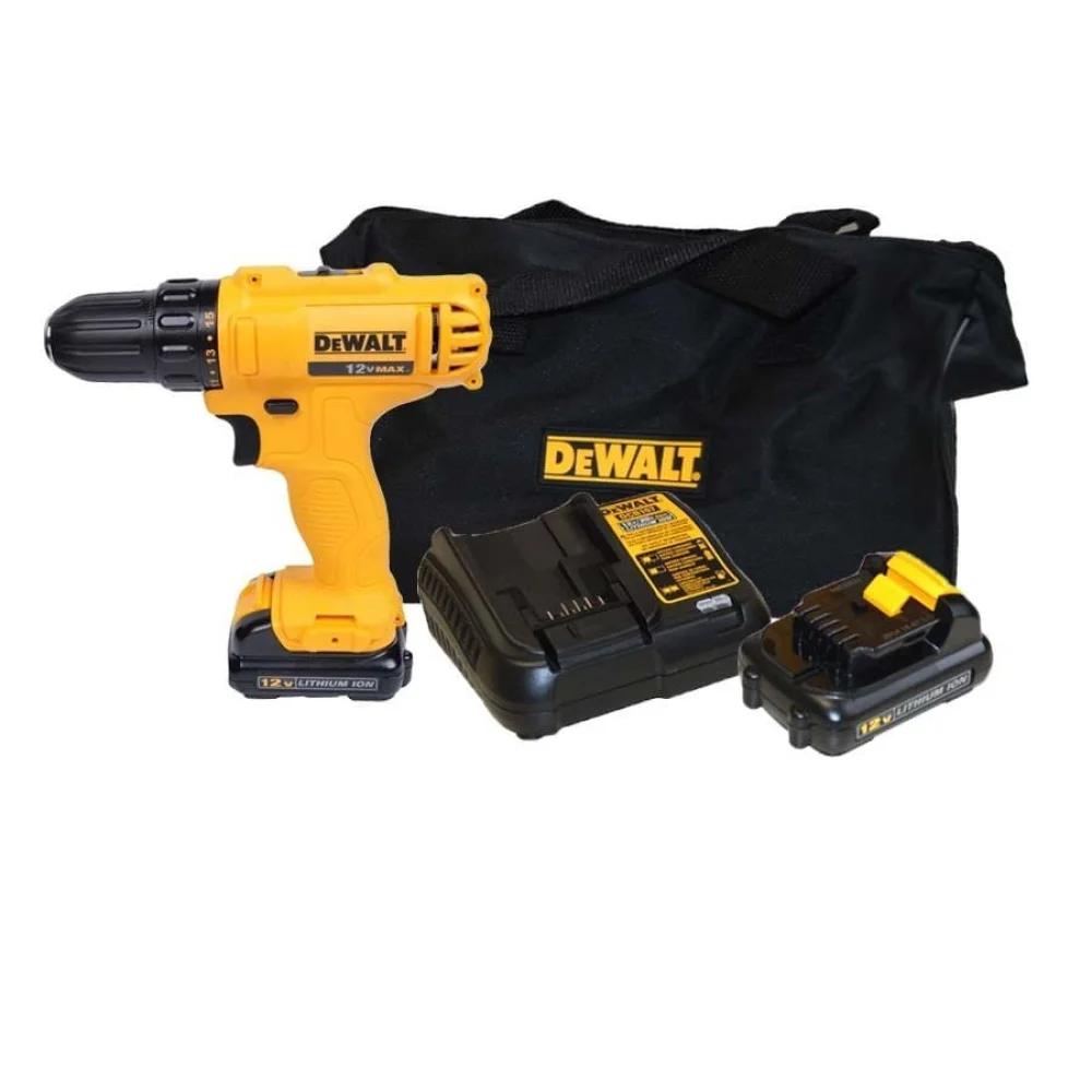 Kit Parafusadeira e Furadeira 12V Max DCD700C2 DeWalt e Conjunto de Bits e Brocas
