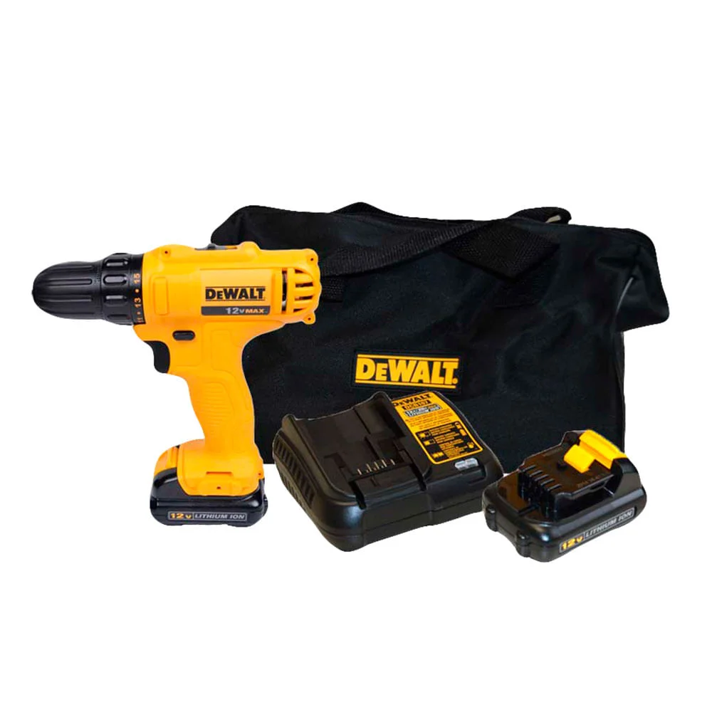 Kit Parafusadeira e Furadeira 12V Max DCD700C2 DeWalt e Jogo 10 Bits Philips PH2