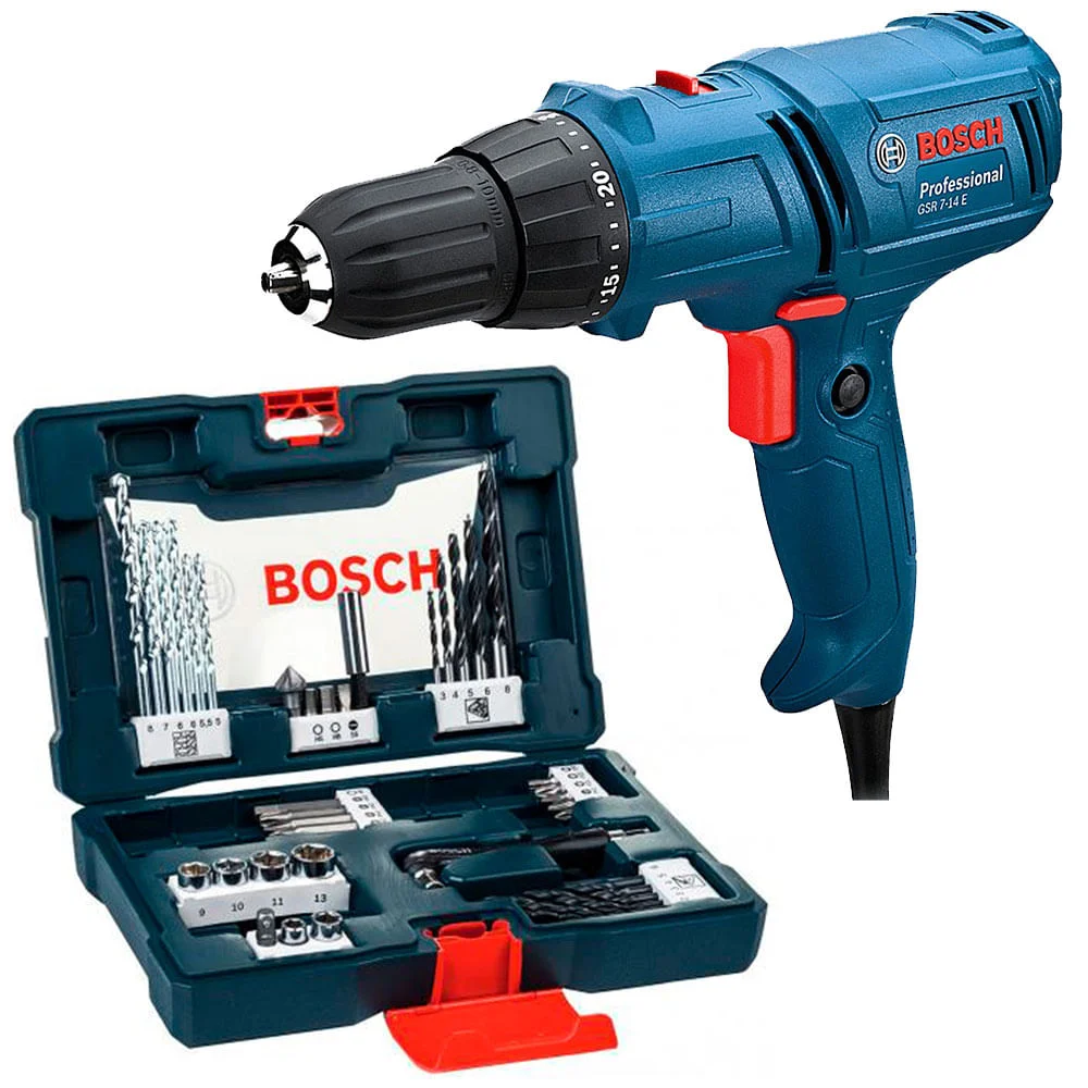 Kit Parafusadeira e Furadeira 400W GSR 7-14 Bosch e Maleta de Acessórios VLine