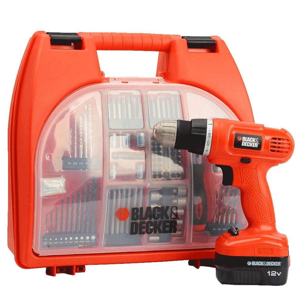 Kit Parafusadeira e Furadeira à Bateria 12V e Acessórios GC1200M BlackDecker