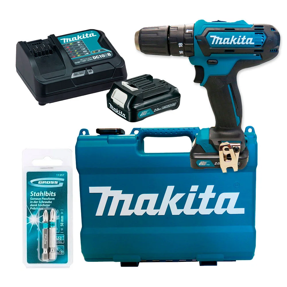 Kit Parafusadeira e Furadeira de Impacto HP331DSAE Makita e 2 Bits Phillips 50mm