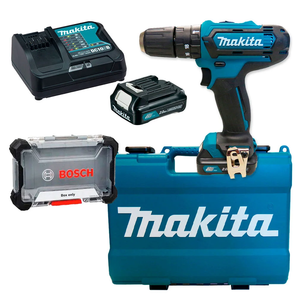 Kit Parafusadeira e Furadeira de Impacto HP331DSAE Makita e Caixa Plástica G