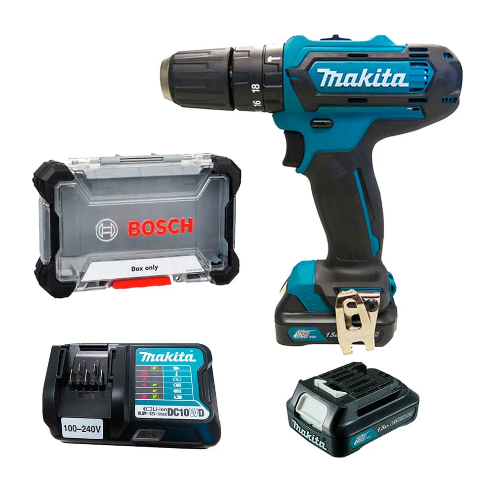 Kit Parafusadeira e Furadeira de Impacto HP331DWY Makita e Caixa Plástica