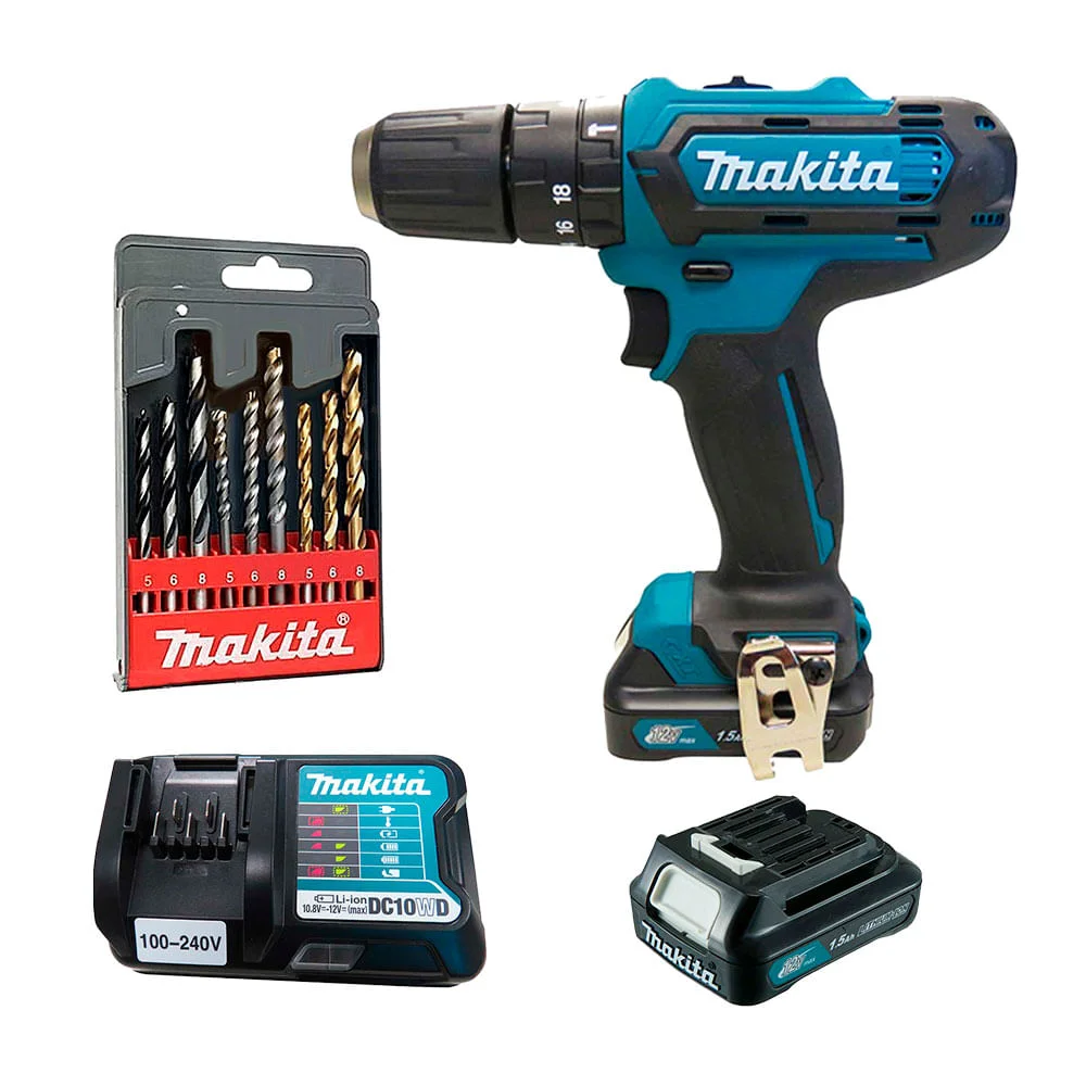 Kit Parafusadeira e Furadeira de Impacto HP331DWY Makita e Jogo de 9 Brocas