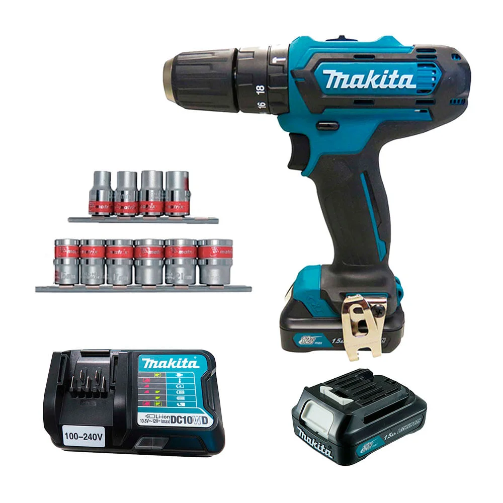 Kit Parafusadeira e Furadeira de Impacto HP331DWY Makita e Jogo de Soquetes