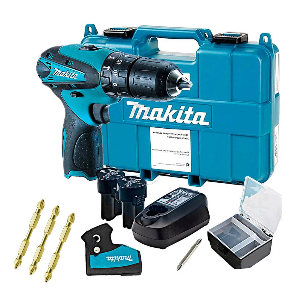 Kit Parafusadeira e Furadeira de Impacto HP331DWYE Makita e 3 Bits de Torção