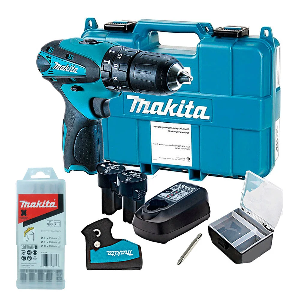 Kit Parafusadeira e Furadeira de Impacto HP331DWYE Makita e Jogo de Brocas SDS