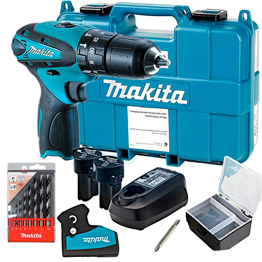 Kit Parafusadeira e Furadeira de Impacto HP331DWYE Makita e Jogo de Brocas
