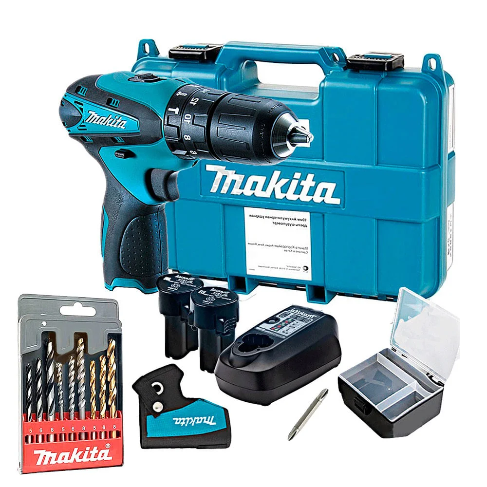 Kit Parafusadeira e Furadeira de Impacto HP331DWYE Makita e Jogo de Brocas