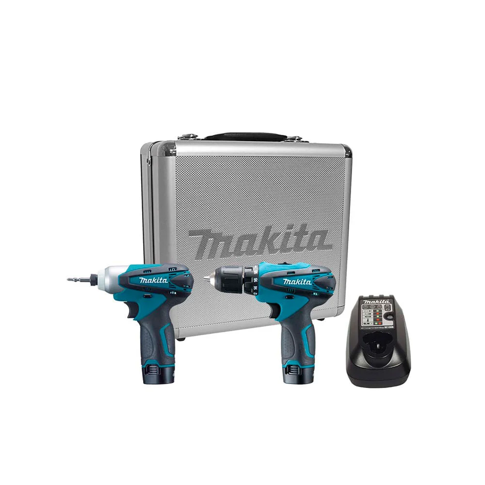 Kit Parafusadeira e Furadeira de Impacto LCT204 Makita e Aspirador de Pó à Bateria