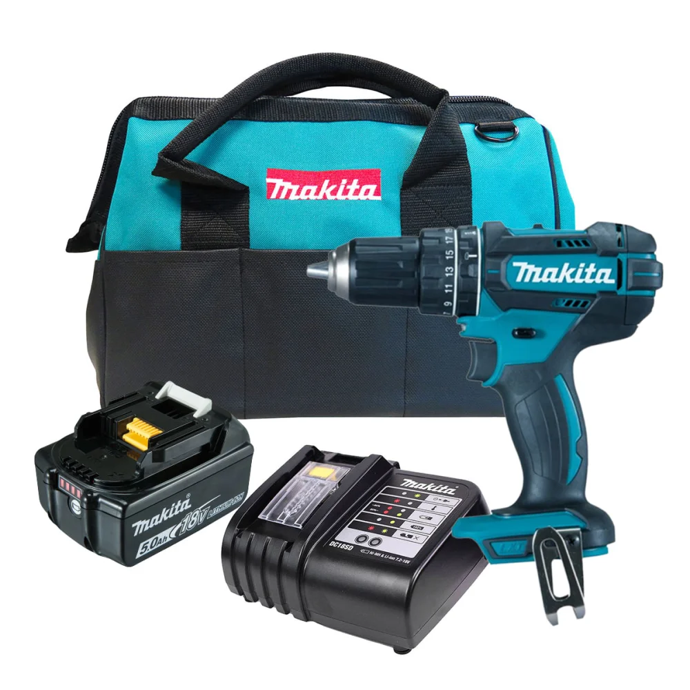 Kit Parafusadeira e Furadeira DHP482Z Makita e Bateria 18V e Carregador e Bolsa