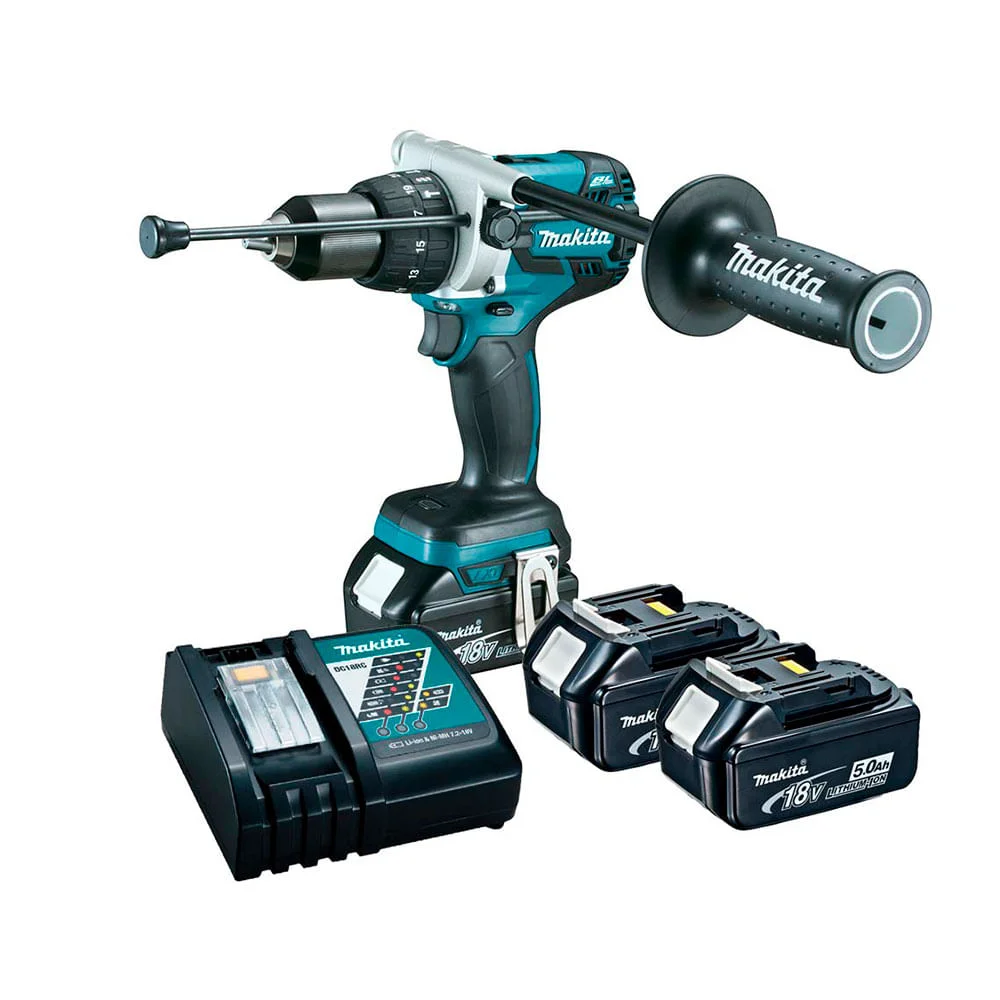 Kit Parafusadeira e Furadeira Impacto DHP481RTE Makita e Conjuntos de Bits