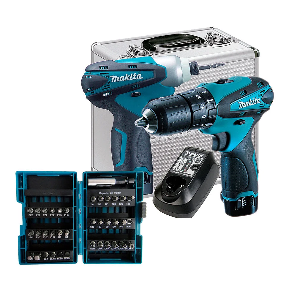 Kit Parafusadeira e Furadeira Impacto HP330D e TD090D DK1493 e Conjunto de Bits