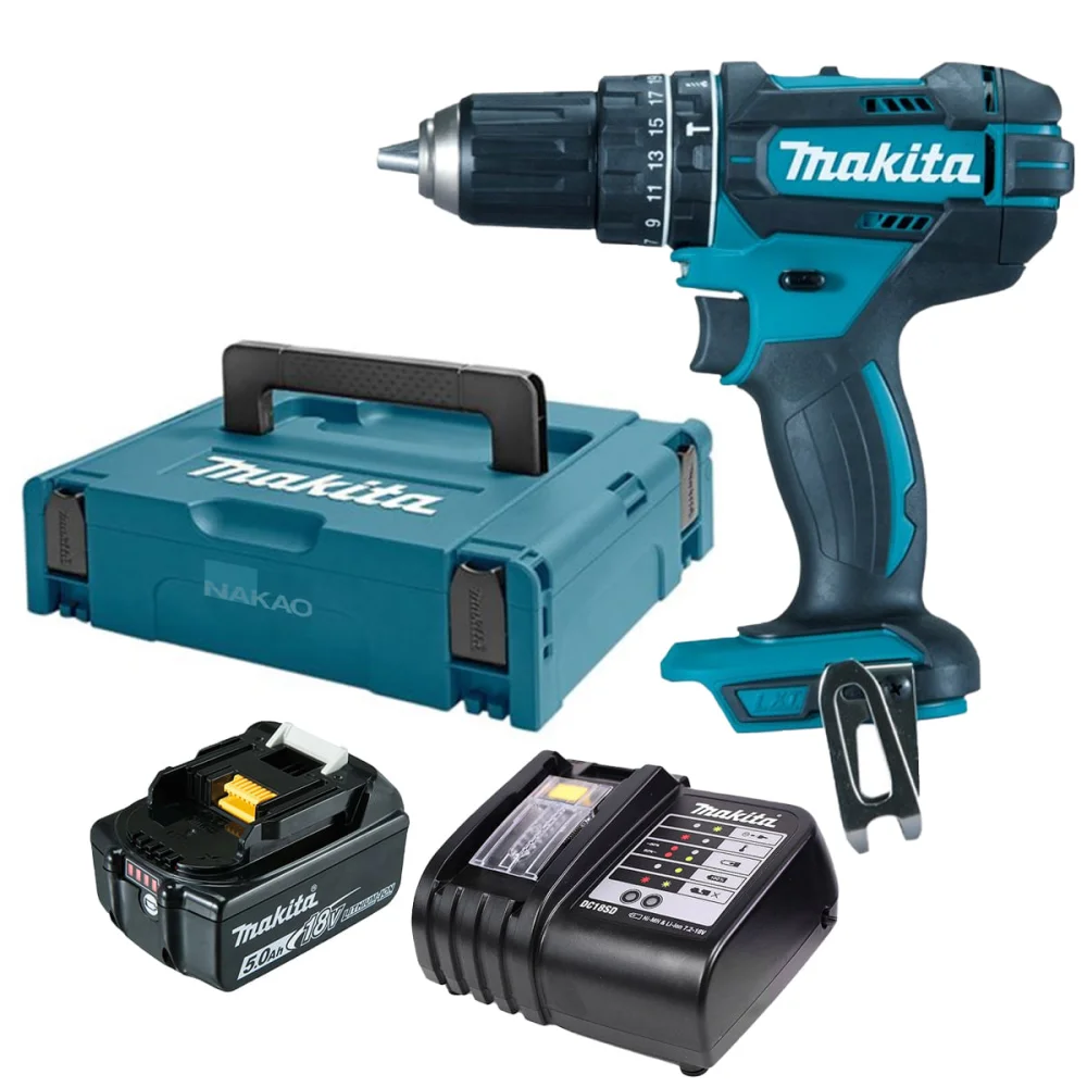 Kit Parafusadeira Furadeira 18V DHP482Z Makita e Bateria e Carregador e Maleta