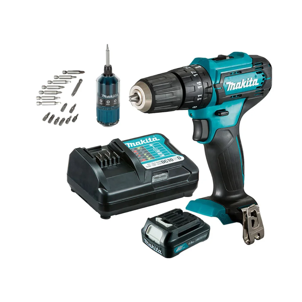 Kit Parafusadeira Furadeira de Impacto à Bateria 12V HP333DWYX3 Makita e Brinde