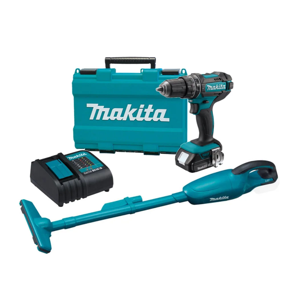 Kit Parafusadeira Furadeira de Impacto DHP482SY e Aspirador de Pó DCL180Z Makita