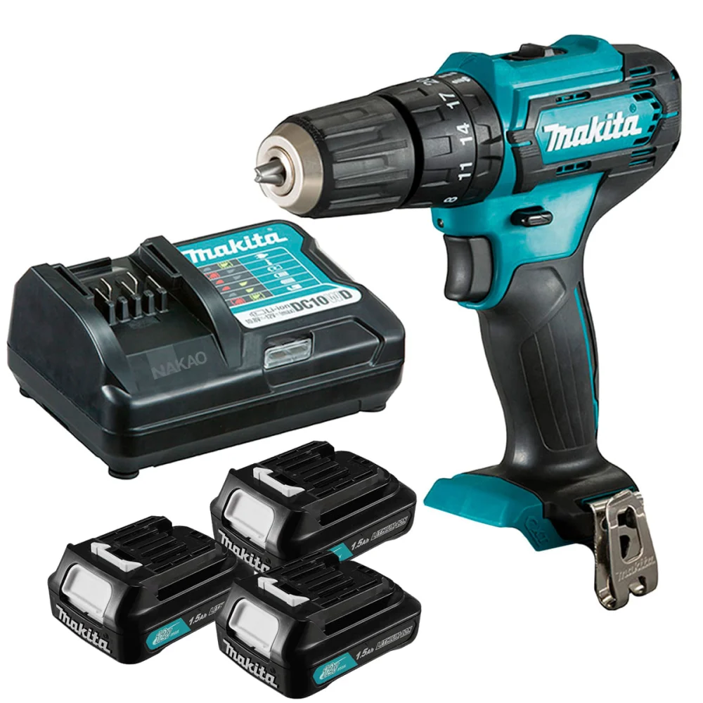 Kit Parafusadeira Furadeira de Impacto HP333DWYX3 Makita e 3 Baterias 12V BL1016