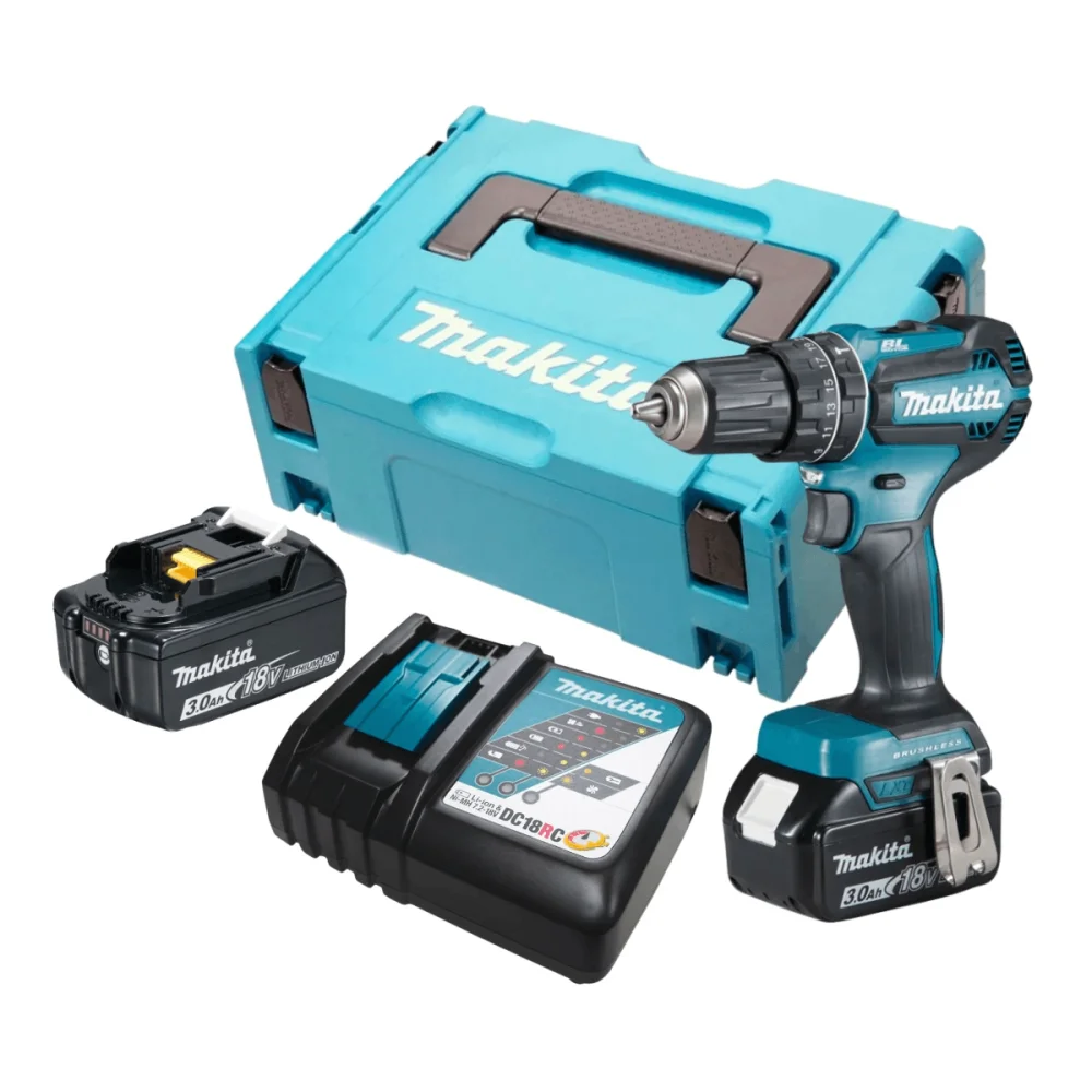 Kit Parafusadeira Furadeira e Maleta DHP485RF1J Makita e Bateria 18V 3.0Ah