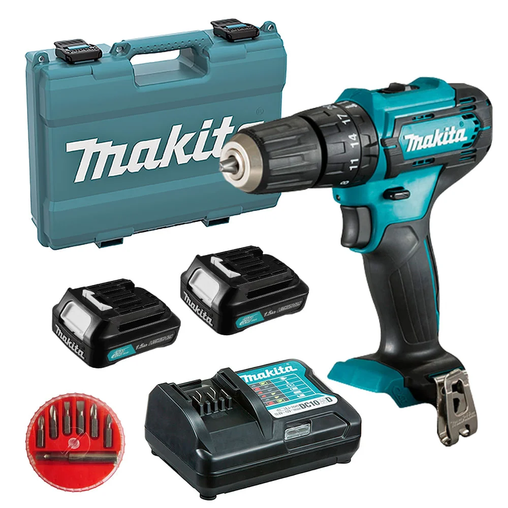 Kit Parafusadeira Furadeira HP333DWYX3 Makita e Maleta Jg Bits e Bateria BL1016