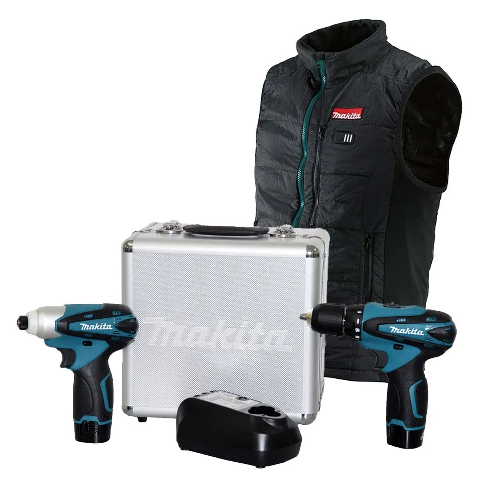Kit Parafusadeira Furadeira Parafusadeira LCT204 Makita e Colete Térmico Tam L