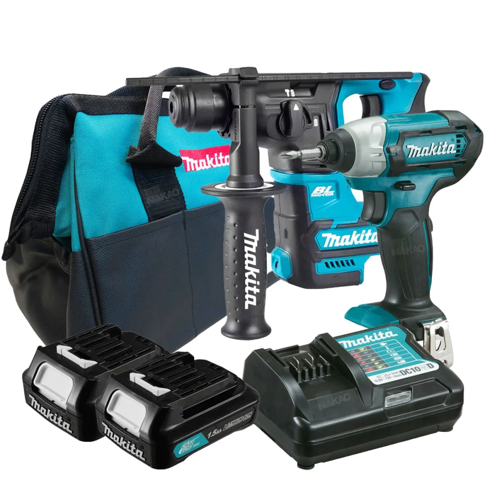 Kit Parafusadeira TD110DZ e Martelete HR166DZ Makita Baterias Carregador Bolsa
