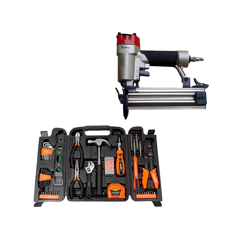 Kit Pinador Pneumático 10 à 50mm e Jg Ferramentas para Montagem Bancada 129Pç