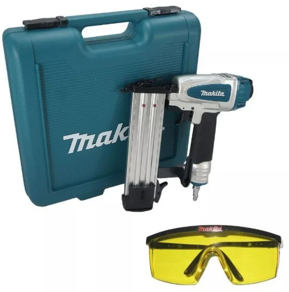 Kit Pinador Pneumático AF505N Makita e Óculos de Segurança Lente Âmbar