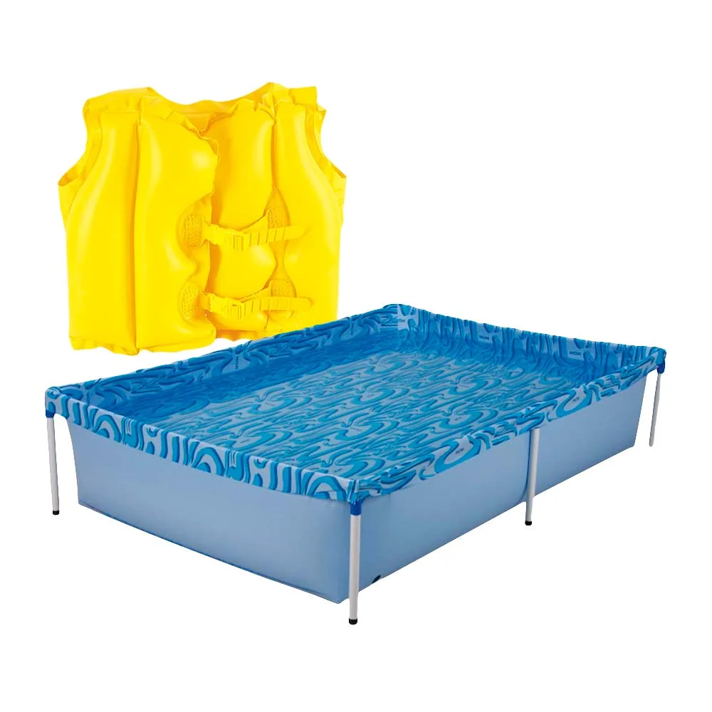 Kit Piscina 1000 Litros 001002 e Colete Boia Inflável Infantil Amarelo 1822 Mor