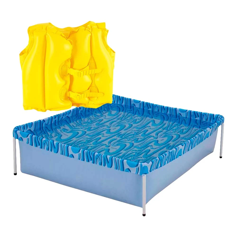 Kit Piscina 400 Litros 001000 Mor e Colete Boia Inflável Infantil Amarelo 1822