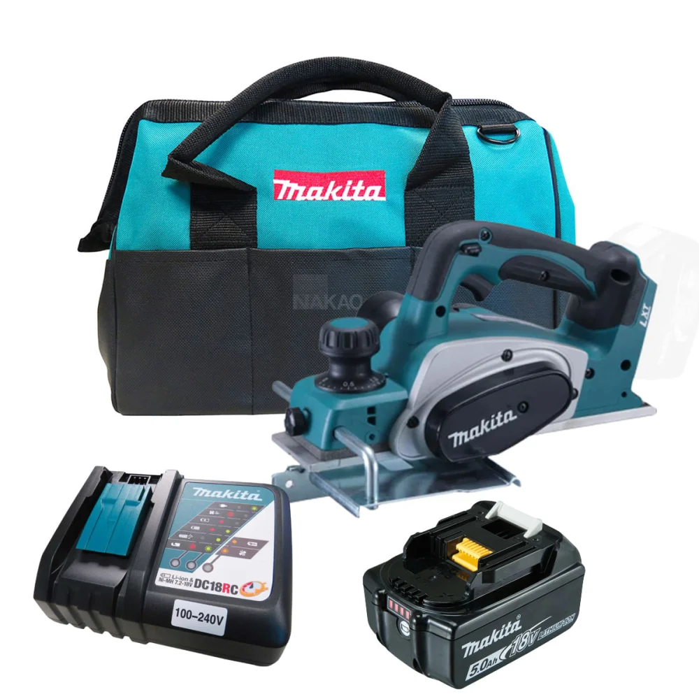 Kit Plaina 82mm DKP180Z Makita e Bateria 18V e Carregador DC18RC e Bolsa