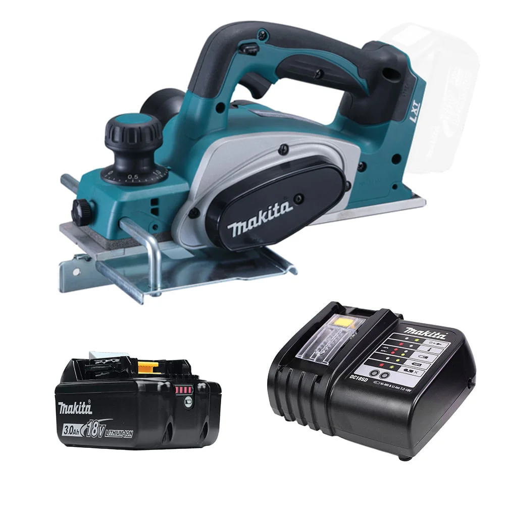 Kit Plaina à Bateria 82mm 18V DKP180Z Makita e Bateria 18V 3.0Ah e Carregador