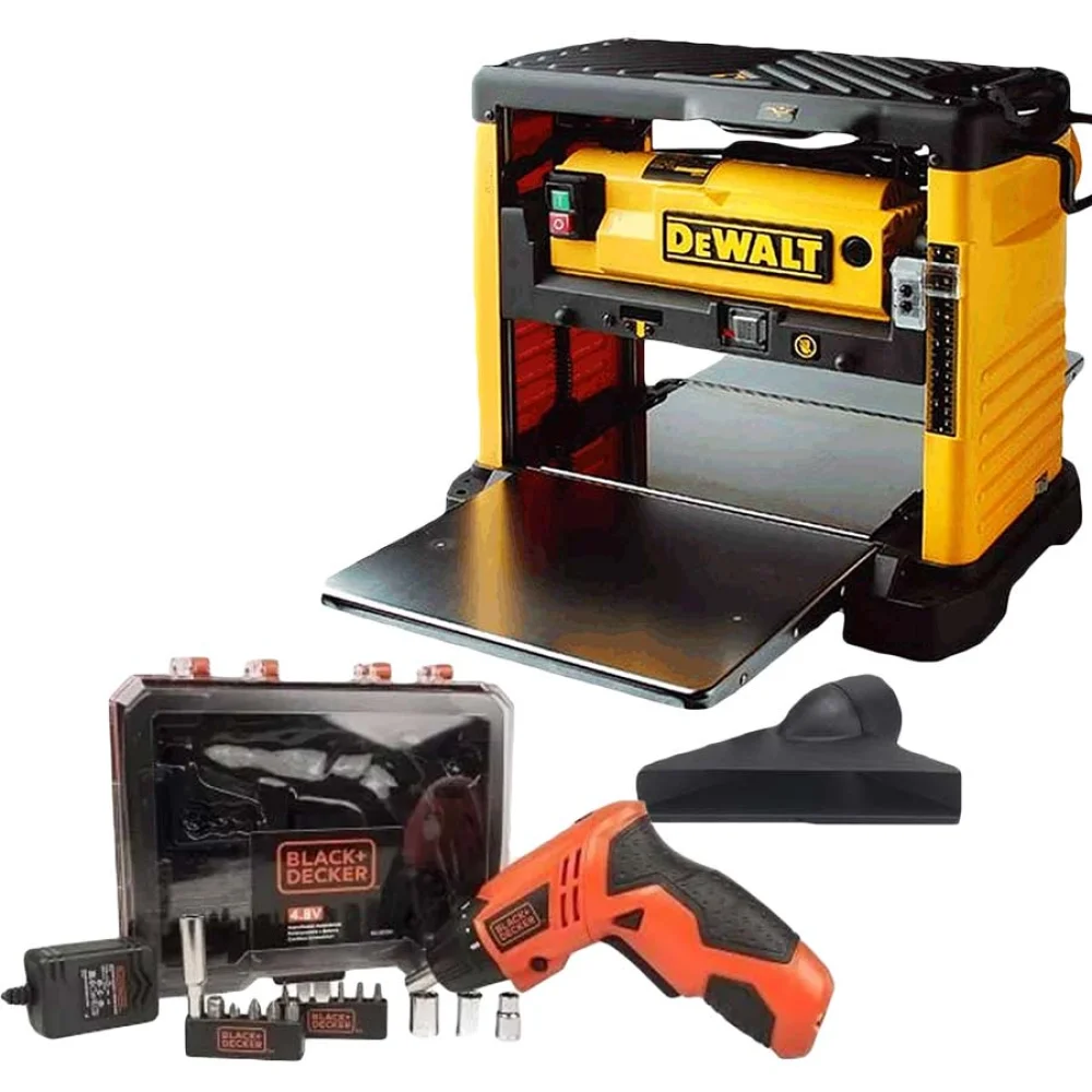 Kit Plaina Desengrosso Portátil DW733 DeWalt e Parafusadeira com 16 Acessórios 220 Volts