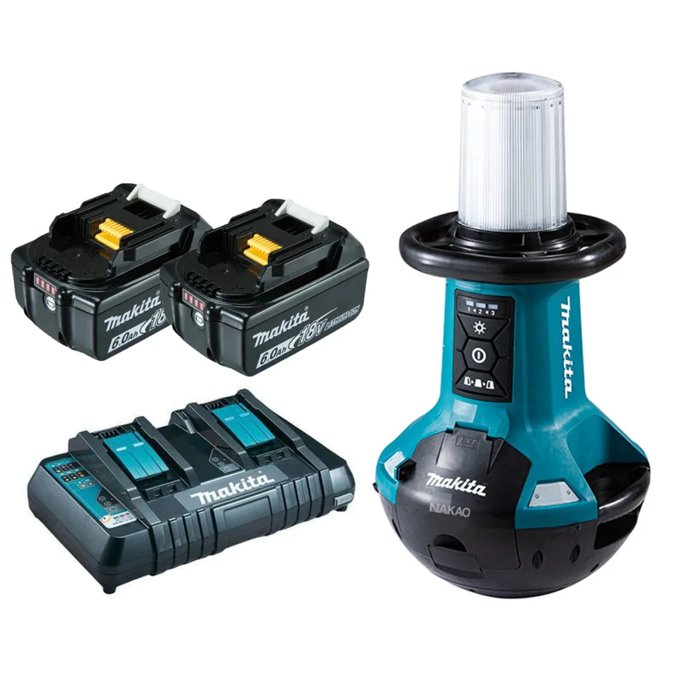 Kit Refletor Led para Área Trabalho DML810 Makita 2 Bat 6.0Ah Carregador DC18RD