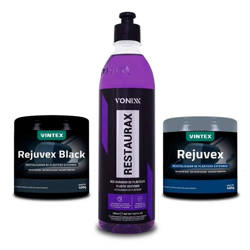 Kit Revitalizador Black 2008060 e 2008003 Vonixx e Restaurador de Plásticos