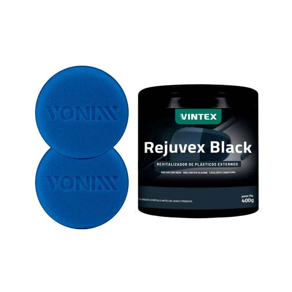 Kit Revitalizador de Plásticos Black 2008060 400g Vonixx e 2 Aplicadores de Espuma