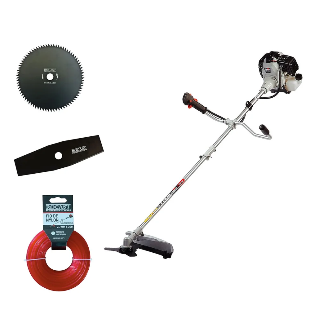 Kit Roçadeira Lateral Bipartida TBC43SH Toyama e Fio de Nylon 2.4mm e 2 Lâminas