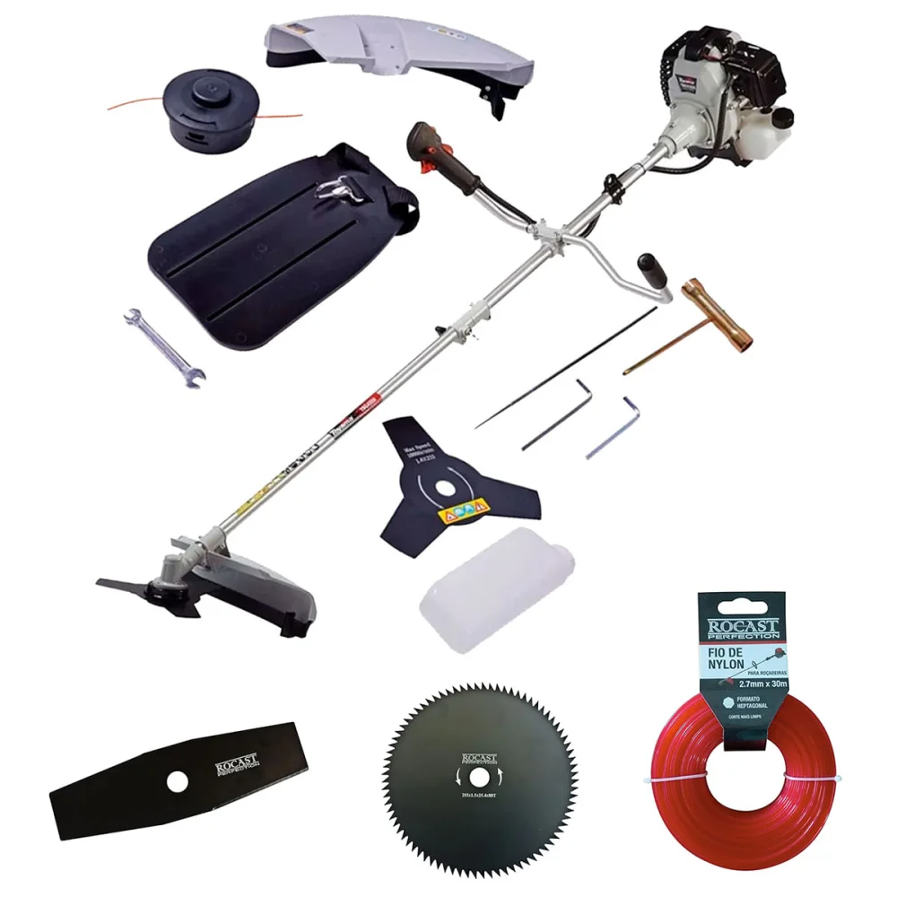 Kit Roçadeira Lateral Bipartida TBC43SH Toyama e Fio de Nylon 2.4mm e 2 Lâminas