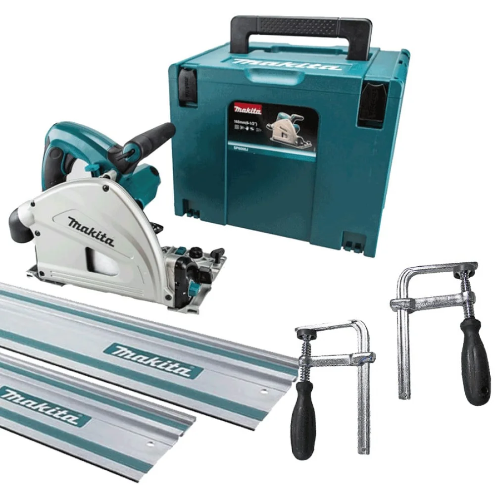 Kit Serra Circular 165mm SP6000J Makita e 1 Trilho 1.4 e 3 metros e 2 Sargentos