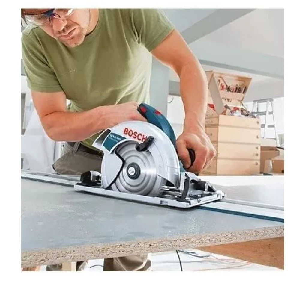 Kit Serra Circular 180mm 1.800 Watts GKS 65 GCE Bosch e Trilho de 80cm FSN 800 220 Volts