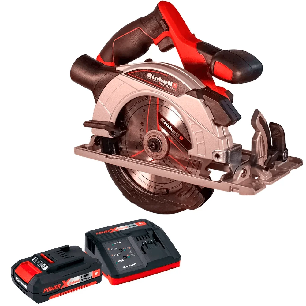 Kit Serra Circular à Bateria Einhell e Carregador e Bateria 18V 2,0AH