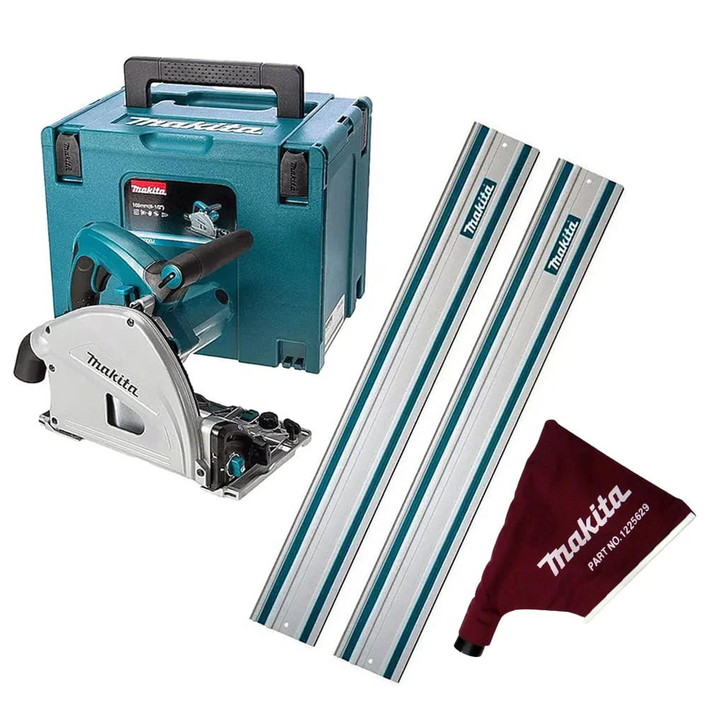 Kit Serra Circular com Maleta SP6000J Makita e 2 Trilhos de 1m e Coletor de Pó