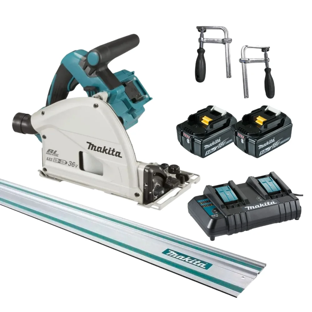 Kit Serra Circular DSP600Z Makita 2 Baterias e Carregador e Trilho de 1.5M e 2Sargentos