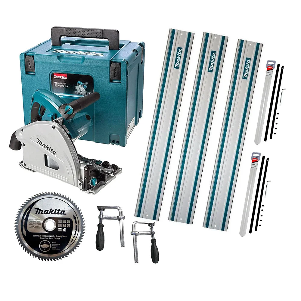 Kit Serra Circular Maleta SP6000J Makita 3Trilhos1m Conectores 2Sargentos Disco